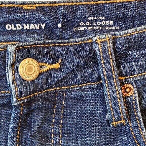 Old Navy Women's Dark Wash High Rise O.G. Loose Jeans Size 6 - Picture 4 of 6